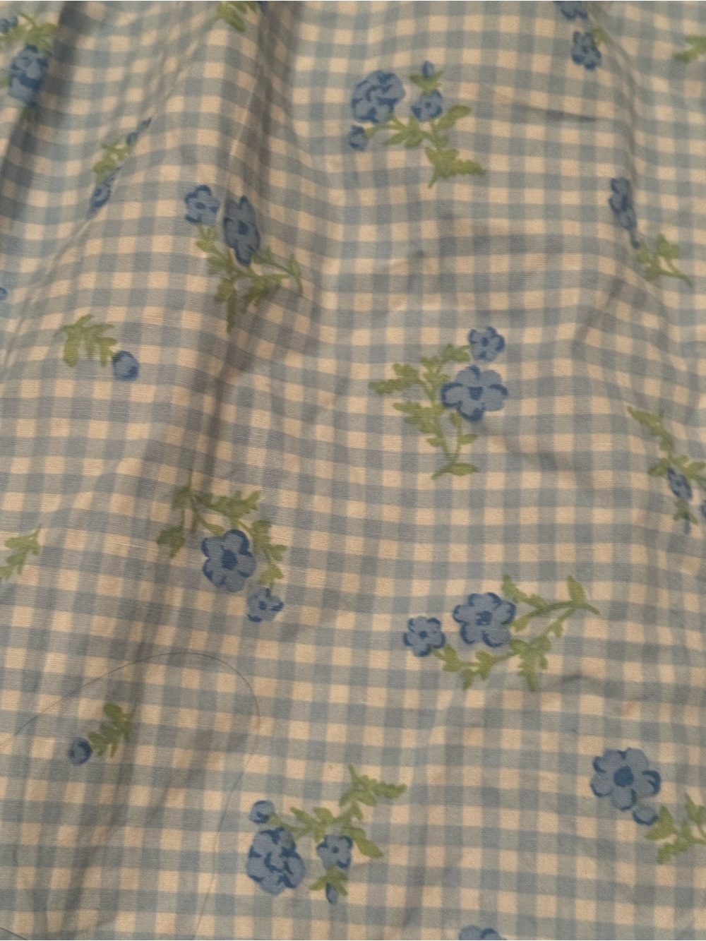 Motel Rocks Light Blue Gingham Floral Puff-Sleeve Babydoll Dress - Picture 4 of 8